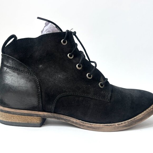 Diba Eli Genuine Black Suede Leather Combat Ankle Booties - sz 8 - Picture 3 of 12